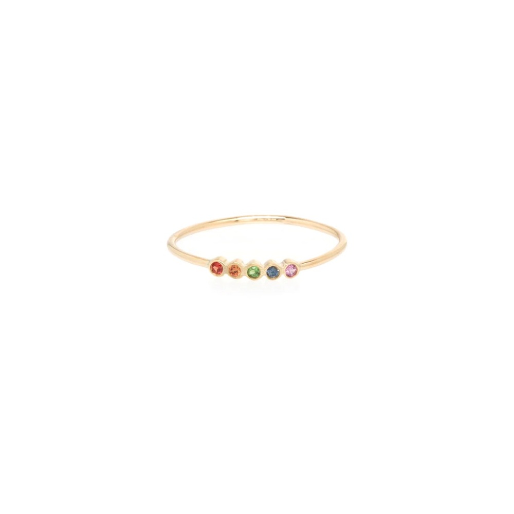 Zoe Chicco 5 Tiny Rainbow Sapphires Bezel Ring